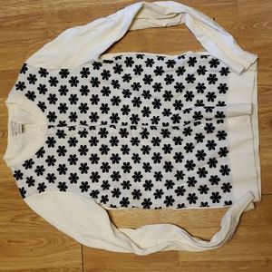 J Crew Caryn cardigan XXS cream black floral